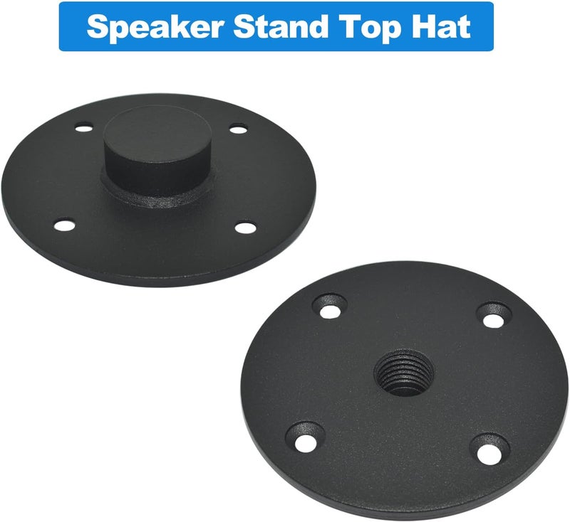 Howonder Speaker Stand Adapter,4.13"x1",All Metal Speaker Stand Top Hat with M20 Threading, 105X25mm+M20 (2 Packs Black) - Image 2